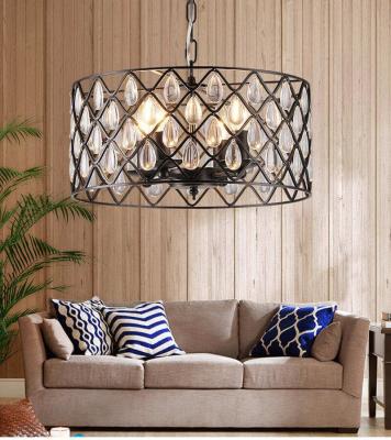 China Coastal Chandelier Light Lighting Living Room Black Iron Color Crystal Pendant Chandeliers Candle for sale