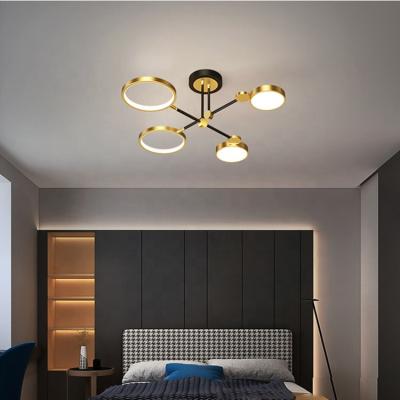 China Post Modern Minimalist Ceiling Lamparas Italianas Modernas Copper Rings Led Chandelier Pendant Light for sale