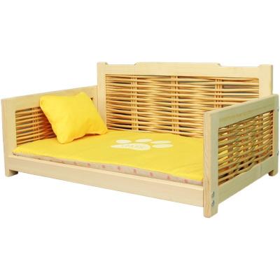 China Wholesale Customizable Washable Natural Rattan Rattan Pet Bed Wicker Chair Dog Bed Viable All Seasons Furniture for sale