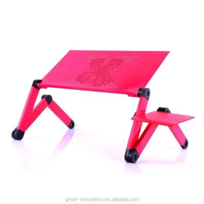 China Adjustable Portable Folding (Height) Laptop Table With Mouse Pad Laptop Aluminum Stand With Cooling Hole for sale