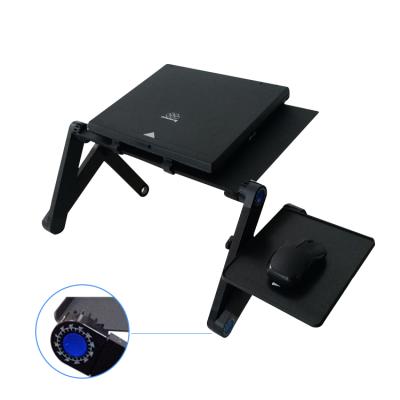 China Folding Aluminum Laptop Table (Height) Portable Adjustable Laptop Stand with Mouse Pad and 2 Small Fans for sale