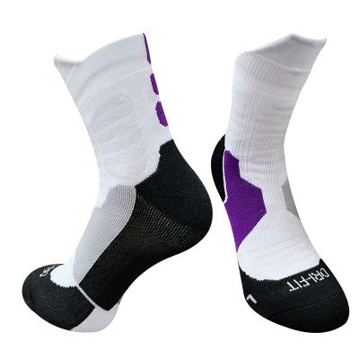 China Elite Breathable Whole Custom Sock Medium Basketball Socks Sport Socks Wear Resistant And Non Slip Professional Design for sale