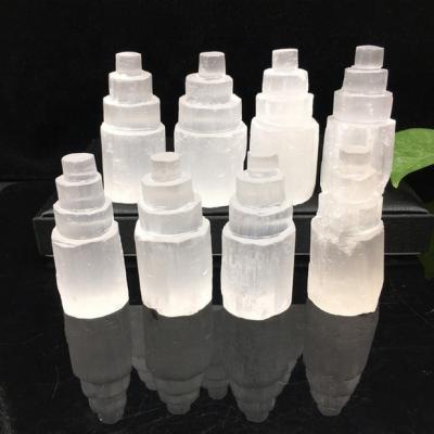 China China Crystal Mini Raw White Selenite Tower Selenite Tower Skyscraper for sale