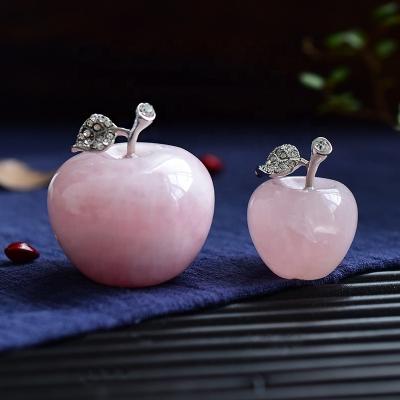 China China Wholesale Crystal Opens Crystal Wedding Home Christmas Decoration Opens Red Apple Crystal Pink Rose Quartz Jade Apple for sale