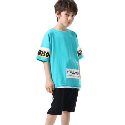 China New 2pcs Kids Breathable Summer Baby Boy Solid Sport Tracksuits Teams Kids Clothes Sets Clothing T-shirt Shorts Set For Toddler Boy for sale