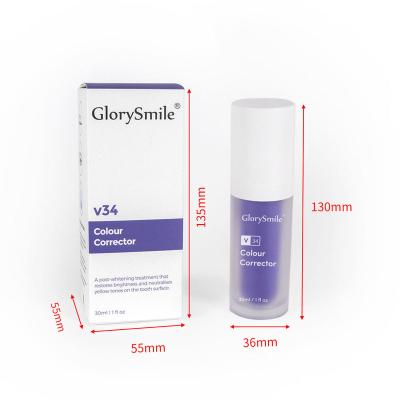 China For Home Use Private Label 30Ml Purple Color  Remove Stain V34 Colour Corrector Foamserum Teeth Whitening for sale