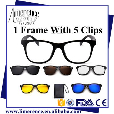 China Fashion Sunglasses with 5 Clips Polarized Clip on Magnetic Sunglass Ultem Sunglasses Holder with Magnetic Clip on Lenses for sale