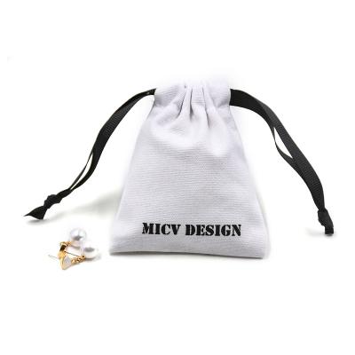 China Eco-friendly Jewelry Cotton Gift Bag With Black Jewelry Candy Birthday Party Ribbon Wedding Display Packaging Pouches for sale