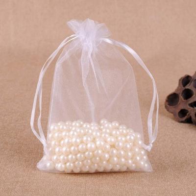 China Wholesale Custom High Quality White Organza Gift Bag Eco-friendly Drawstring Organza Gift Bag Organza Pouch for sale