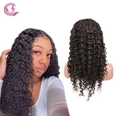 China Deep Wave Raw Virgin Brazilian Cuticle Aligned Human Hair Lace Front Wig, Plucked Small Knots Hd Swiss Lace Braided Wigs For Black Women for sale