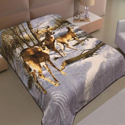 China Jacquard Moose Design Animals Cheap Korean Style Premium Quality 2 Ply Mink Blanket for sale