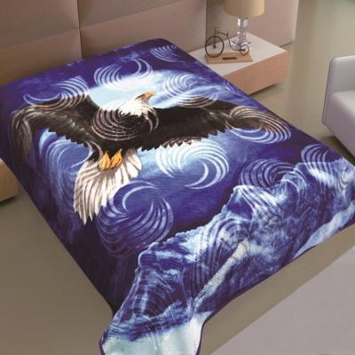 China Cheap Eagle Design Animals Double Faced Premium Quality Mink Blanket 220*240cm Or Customized for sale