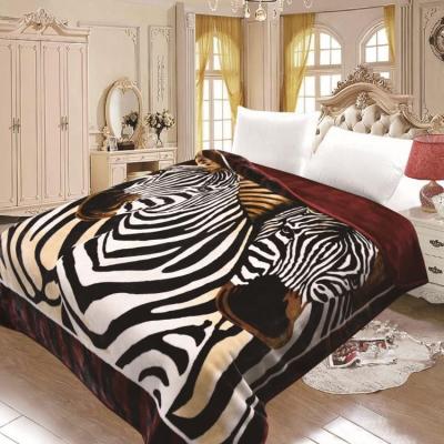 China Cheap Zebra Animals Double Faced Premium Quality Mink Blanket 220*240cm Or Customized for sale