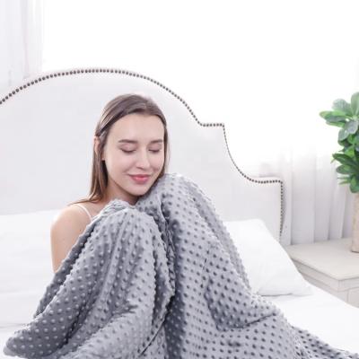 China Cute Style Low MOQ Viable Minky Dot Blanket Glass Beads Weighted Blanket for sale