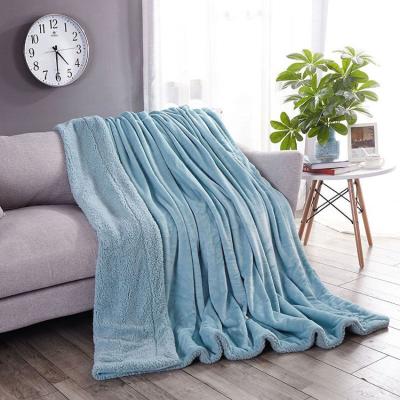 China Wholesale Pink Soft Anti-pilling Blanket Knitted Solid Sherpa Plus Size Blanket for sale