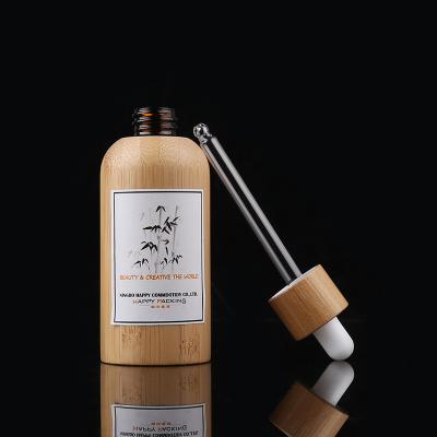 China Personal Care Bamboo Essential Oil Bottles Refillable Glass Bottles Perfume Sample Bottles, With Glass Eye Droppers for sale