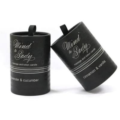 China Handmade custom 2 pieces black paper box candle with lid and plain paper gift box for candle packaging box for sale