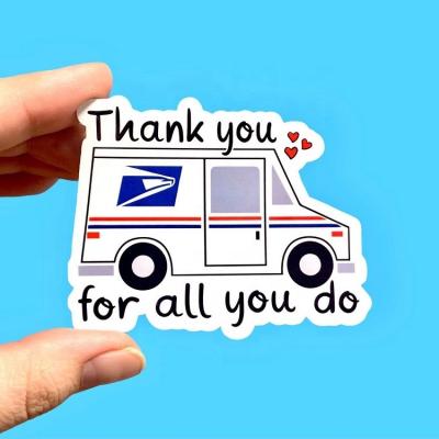 China USPS Appreciation Waterproof Stickers Thank You Postal Workers Thank You For All You Mail Carrier Appreciation Sticker Die Cut Sticker for sale