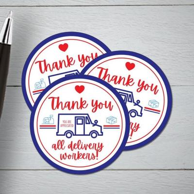 China Waterproof Thank You Mailbox Sticker Postal Worker Mail Truck Usps Delivery Decal Vinyl Water Resistant Die Cut Stickers for sale