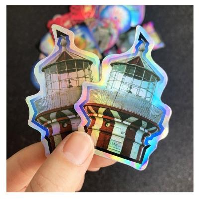 China Custom Custom Die Cut Hologram Waterproof Logo PVC Vinyl Waterproof Hologram Sticker for sale