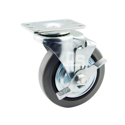 China Gray Black Rigid Tread Light Duty Rubber Plastic Core Rigid Swivel Caster Wheel for sale