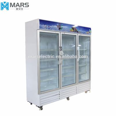 China Hot Sale LC-1200F MARS 1200Liters Single-temperature Three Doors Vertical Showcase Cooler/Display Cooler for sale