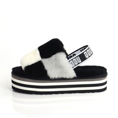 China Fashion trend winter wool indoor slippers spring and thick plush women's soled slippers summer outdoor anti slip sandals for sale