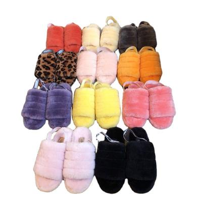 China New Summer Women's Yerong Fashion Trend Spring Chiffon Cake Plush Sandals Cute Sheepskin Plush Plush Slippers Thick Bottom Slipper for sale