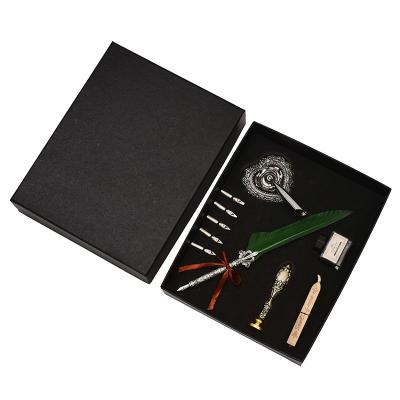 China office & School Pen IEFP-019Wholesale Retail Vintage Feather Pen Set Dip Pen Calligraphy Goose Quill Pen Gift Box for sale