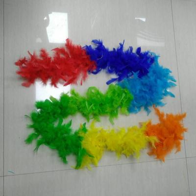 China Decorations wholesale 40g turkey feather boas rainbow multicolor decorative feather boa for dance use for sale