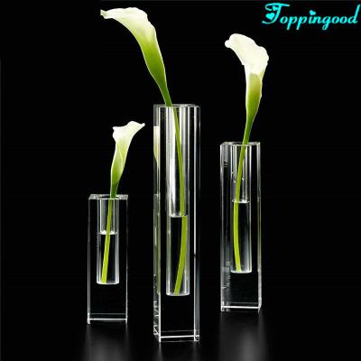 China New Classic/Postmodern Cube Pillar Form Crystal Flower Vase Table Decoration For Business for sale