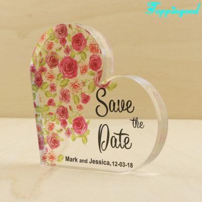 China Europe save the date heart shape wedding keepsake acrylic block for sale