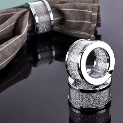 China Sustainable Round Crystal Diamond Napkin Ring Holder For Event Decoration for sale