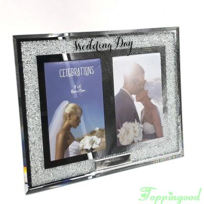 China Family Table Decoration Wedding Day Celebration Glass Photo Frame For Wedding Souvenir Guest for sale