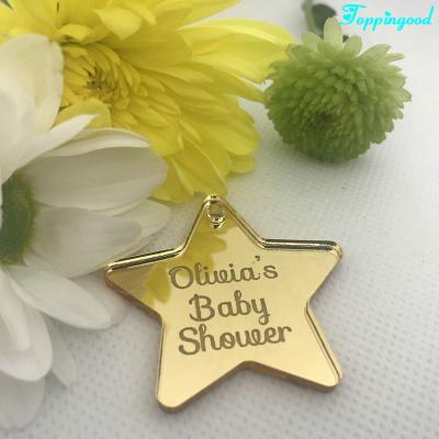 China Wedding Gold Acrylic Keepsake Mirror Star Gift Tag For Baby Shower Gift for sale