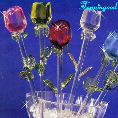 China Long Crystal Glass Rose For Beautiful colorful decoration from Europe 30cm for sale