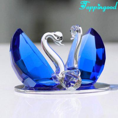 China Europe Sapphire Crystal Swan Pair With Base for Party Decoration for sale