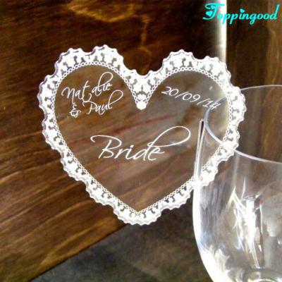 China Wedding Keepsake Save Date Acrylic Heart Shape Laser Cut Card For Wedding for sale