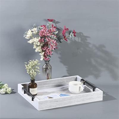 China Wooden Hallerbos Home Factory Restaurant Hotel Contemporary Stylish Custom Made Breakfast Food Serving Tray With Handles for sale