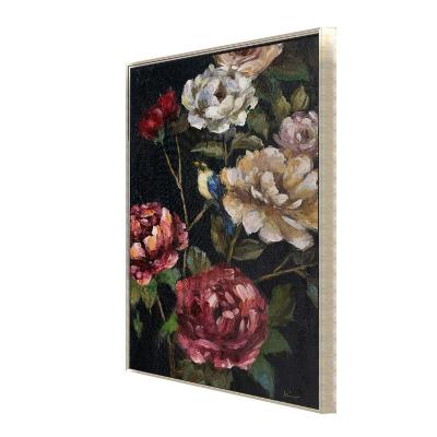 China Pure Handmade Stretched Art Deco Flower Oil Paintings Wall Art Painting for sale