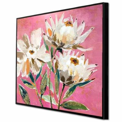 China Art Deco Original Design Oil Paintings Textured Flower Stretched Wall Art Handmade Canvas Oil Paintings For Home Decor for sale