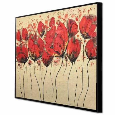 China Hand Painted Canvas Art Stretched Flowers Oil Painting Art Deco High Quality Modern Fashion Textured Flowers for Home Decor for sale