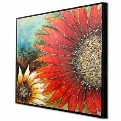 China Art Deco Popular Handmade Stretched Oil Paintings Flowers Canvas Flowers 100x100cm Oil Paintings Wall Art For Home Decor for sale