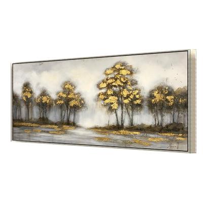 China Art Deco Golden Forest Landscape Painting with Acrylic Gold Leaf Paints for sale