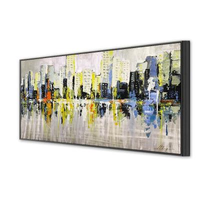 China Art Deco Pure Handmade Heavy Textured Modern City Landscape Oil Painting Canvas Art For Wall Decor for sale