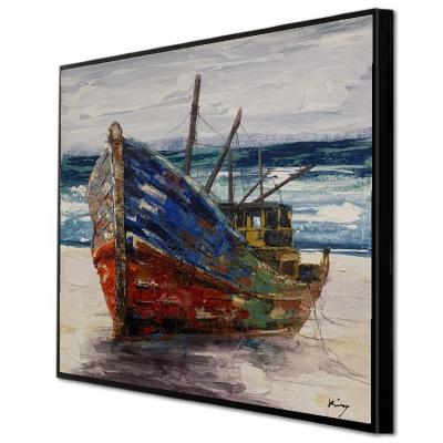 China Art Deco High Quality Home Decoration Boat Seascape Large Size 100% Hand Painted Painting for sale