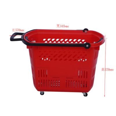 China Eco - Friendly Plastic Colorful Shopping Basket With Wheels For Supermarket Hot Sale for sale