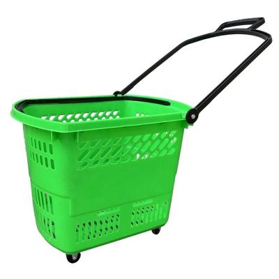 China Eco - Friendly High Quality Cheap Price Two Handle Shopping Basket For Supermarket Green for sale