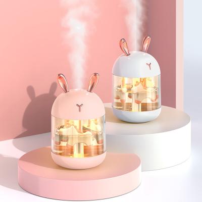 China 2021 New Lovely Car Air Humidifier 300ML Ultrasonic Essential Oil Diffuser Pet Deer And Cute Rabbit Humidifiers For Home Car for sale