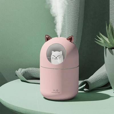 China Car 300ML Cool Mist Oil Diffuser USB Mini Cute Portable Air Humidifier Charging Colorful LED Lamp Ultrasonic Humidificador for sale